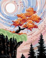 Malování podle čísel - STROM NA ÚPATÍ SKÁLY - 80x100 cm, bez rámu a bez vypnutí plátna