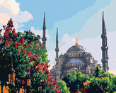 Malování podle čísel - KRÁSNÁ STAVBA V KVĚTINOVÉ ZAHRADĚ - 80x100 cm, bez rámu a bez vypnutí plátna