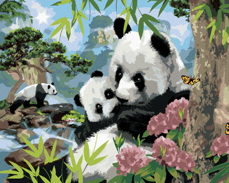 Malování podle čísel - PANDY A DIVOKÁ PŘÍRODA (HOWARD ROBINSON) - 80x100 cm, bez rámu a bez vypnutí plátna