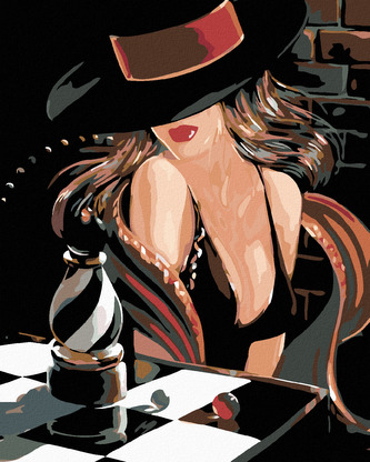 Malování podle čísel - SEXY ŠACHISTKA - 80x100 cm, vypnuté plátno na rám