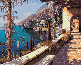 Malování podle čísel - PROCHÁZKA NAD POBŘEŽÍM - 80x100 cm, vypnuté plátno na rám