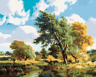 Malování podle čísel - STROMY U ŘEKY - 80x100 cm, vypnuté plátno na rám