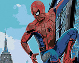 Malování podle čísel - SPIDERMAN VE MĚSTĚ - 40x50 cm, vypnuté plátno na rám