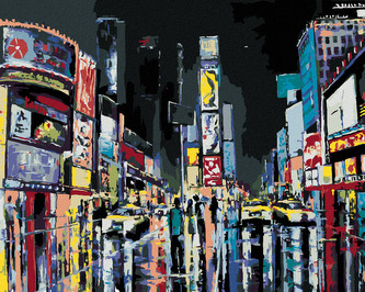Malování podle čísel - POHLED NA NOČNÍ NEW YORK - 80x100 cm, bez rámu a bez vypnutí plátna