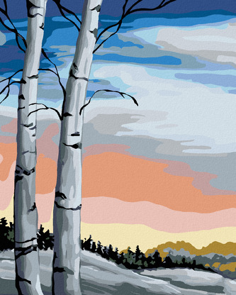 Malování podle čísel - BŘÍZY - 80x100 cm, vypnuté plátno na rám