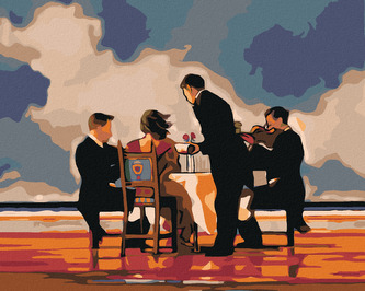 Malování podle čísel - VEČEŘE NA PLÁŽI - 40x50 cm, vypnuté plátno na rám