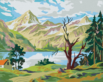 Malování podle čísel - BYDLENÍ POD HORAMI - 80x100 cm, vypnuté plátno na rám