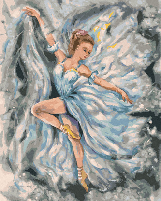 Malování podle čísel - BALETKA V MODRÝCH ŠATECH - 80x100 cm, vypnuté plátno na rám