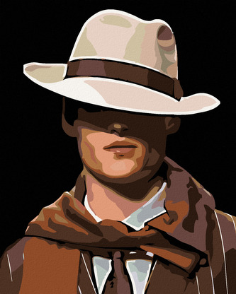 Malování podle čísel - TAJEMNÝ MUŽ V KLOBOUKU - 40x50 cm, bez rámu a bez vypnutí plátna