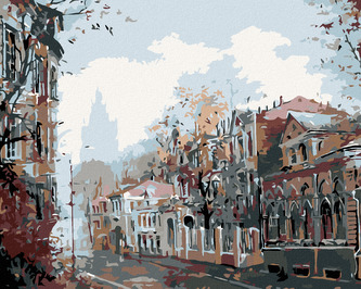 Malování podle čísel - TEMNÉ MĚSTEČKO - 80x100 cm, vypnuté plátno na rám