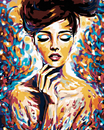 Malování podle čísel - ŽENA V BARVÁCH - 80x100 cm, bez rámu a bez vypnutí plátna