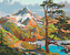 Malování podle čísel - DOMEK U JEZERA POD HORAMI - 80x100 cm, bez rámu a bez vypnutí plátna