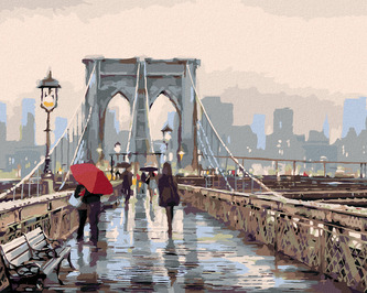 Malování podle čísel - PROCHÁZKA PO BROOKLYN BRIDGE (RICHARD MACNEIL) - 80x100 cm, vypnuté plátno na rám