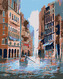 Malování podle čísel - PLAVBA MEZI BUDOVAMI - 80x100 cm, bez rámu a bez vypnutí plátna