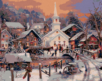 Malování podle čísel - BÍLÝ KOSTEL - 80x100 cm, bez rámu a bez vypnutí plátna