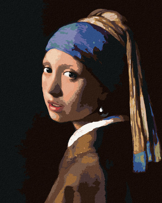 Malování podle čísel - DÍVKA S PERLOU (J. VERMEER) - 80x100 cm, vypnuté plátno na rám