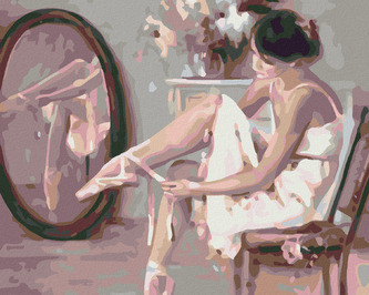 Malování podle čísel - BALETKA PŘED ZRCADLEM - 80x100 cm, vypnuté plátno na rám