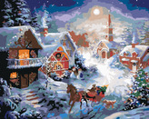 Malování podle čísel - JEDEME NA SANÍCH - 80x100 cm, vypnuté plátno na rám