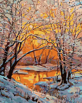 Malování podle čísel - ZASNĚŽENÁ ŘEKA - 80x100 cm, vypnuté plátno na rám