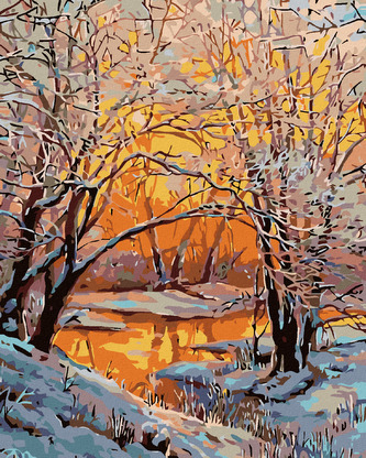 Malování podle čísel - ZASNĚŽENÁ ŘEKA - 80x100 cm, vypnuté plátno na rám