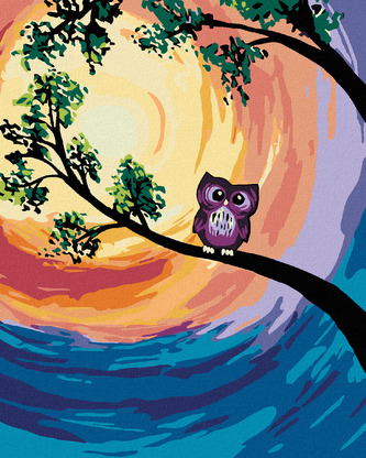 Malování podle čísel - MALÁ FIALKOVÁ SOVIČKA - 40x50 cm, vypnuté plátno na rám