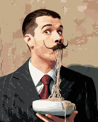 Malování podle čísel - SALVADOR DALÍ A ŠPAGETY - 80x100 cm, vypnuté plátno na rám