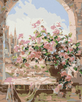 Malování podle čísel - KVĚTINY V OKNĚ - 80x100 cm, vypnuté plátno na rám