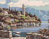 Malování podle čísel - ZÁTOKA S VESLICÍ - 80x100 cm, vypnuté plátno na rám