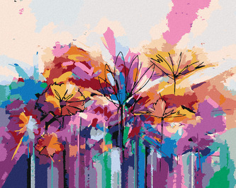 Malování podle čísel - BAREVNÉ LETNÍ KVĚTINY - 80x100 cm, bez rámu a bez vypnutí plátna