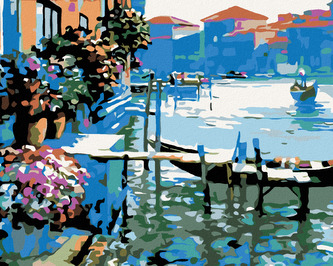 Malování podle čísel - VESLICE U DOMU - 80x100 cm, vypnuté plátno na rám