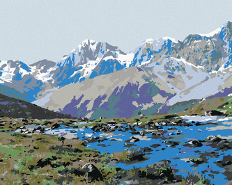 Malování podle čísel - POTOK V HORÁCH - 80x100 cm, vypnuté plátno na rám