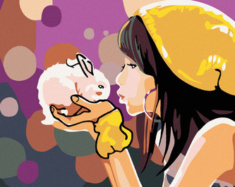 Malování podle čísel - DÍVKA S KRÁLÍKEM - 40x50 cm, bez rámu a bez vypnutí plátna