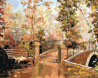 Malování podle čísel - LAVIČKA V PARKU - 40x50 cm, bez rámu a bez vypnutí plátna