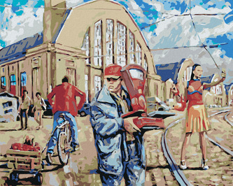 Malování podle čísel - MĚSTSKÝ SPĚCH - 80x100 cm, bez rámu a bez vypnutí plátna