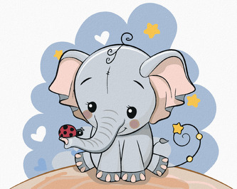 Malování podle čísel - SLON S BERUŠKOU - 80x100 cm, vypnuté plátno na rám