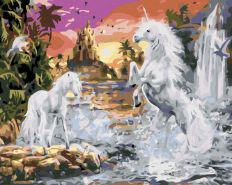 Malování podle čísel - JEDNOROŽEC - 80x100 cm, bez rámu a bez vypnutí plátna