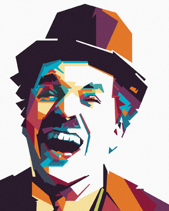 Malování podle čísel - BAREVNÝ CHARLIE CHAPLIN - 40x50 cm, vypnuté plátno na rám