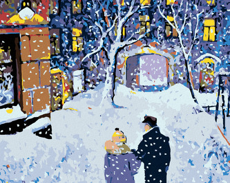 Malování podle čísel - ZIMNÍ PROCHÁZKA VE DVOU - 80x100 cm, bez rámu a bez vypnutí plátna