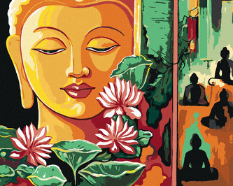 Malování podle čísel - ASIJSKÝ BUDDHA - 80x100 cm, vypnuté plátno na rám