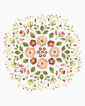 Malování podle čísel - KVĚTINOVÁ MANDALA - 40x50 cm, bez rámu a bez vypnutí plátna