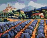 Malování podle čísel - STAVENÍ A LEVANDULOVÝ LÁN - 80x100 cm, vypnuté plátno na rám