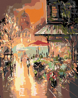 Malování podle čísel - VEČERNÍ MĚSTEČKO - 40x50 cm, bez rámu a bez vypnutí plátna