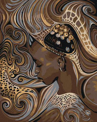 Malování podle čísel - AFRICKÁ DOMORODÁ DÍVKA - 40x50 cm, vypnuté plátno na rám
