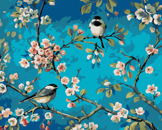 Malování podle čísel - DVA SEDÍCÍ PTÁCI - 80x100 cm, vypnuté plátno na rám