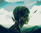 Malování podle čísel - PRIRODA JAKO HLAVA CLOVEKA - 80x100 cm, vypnuté plátno na rám