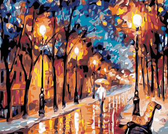 Malování podle čísel - VEČERNÍ ULICE - 80x100 cm, bez rámu a bez vypnutí plátna