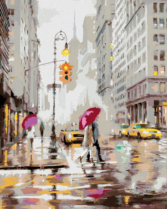 Malování podle čísel - PÁR NA PŘECHODU V NEW YORKU (RICHARD MACNEIL) - 80x100 cm, bez rámu a bez vypnutí plátna