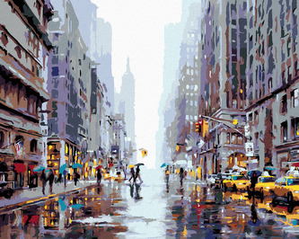 Malování podle čísel - RUŠNÁ ULICE V NEW YORKU II (RICHARD MACNEIL) - 80x100 cm, bez rámu a bez vypnutí plátna
