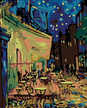 Malování podle čísel - NOČNÍ KAVÁRNA (VAN GOGH) - 40x50 cm, vypnuté plátno na rám
