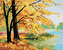 Malování podle čísel - PODZIMNÍ LES U JEZERA - 40x50 cm, vypnuté plátno na rám